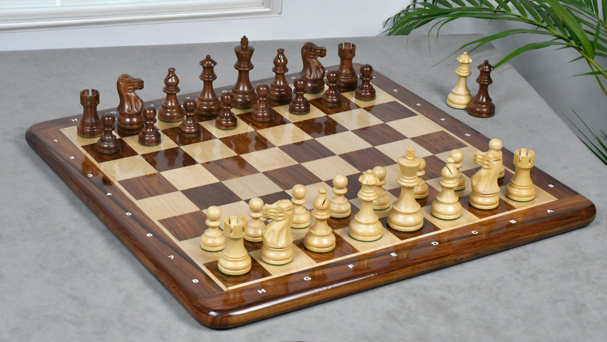 Smokey Staunton Series Chess Pieces in Sheesham & Boxwood - 3.8" King