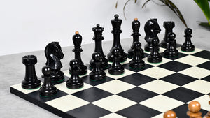 1950s' Fischer Dubrovnik Weighted Chess Pieces Set in Genuine Ebony Wood / Distressed Antique Wood - 4.25" King Size