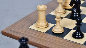 Combo Of 4.4 Inch Luxury Imperial Collector Series Artisan Chess Pieces Triple Weighted in Ebony and Boxwood With Wooden Black Dyed Poplar Sycamore Chess Board