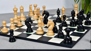 Indian Chetak II Customized Lead Weighted Luxury Chess Pieces in Ebony wood / Boxwood - 4.3" King extra Queens
