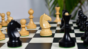 Russian (Soviet Era) Series Chess Pieces in Ebonized Boxwood & Natural Boxwood - 3.75" King