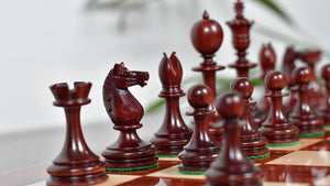 Reproduced 3.5" King Size William Hamlett Wooden Chess Pieces in Bud Rosewood / Boxwood