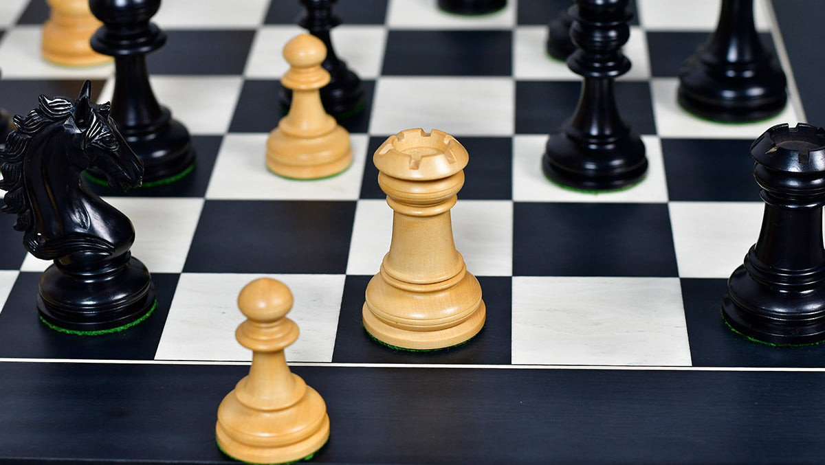 The Artisan Knight Handcrafted Luxury Wooden Chess Pieces In Ebony Wood & Natural Boxwood - 4.4" King