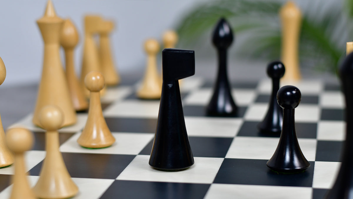 3.75'' Herman Ohme Minimalist Chess Set – Weighted Ebonized Boxwood – Pieces Only