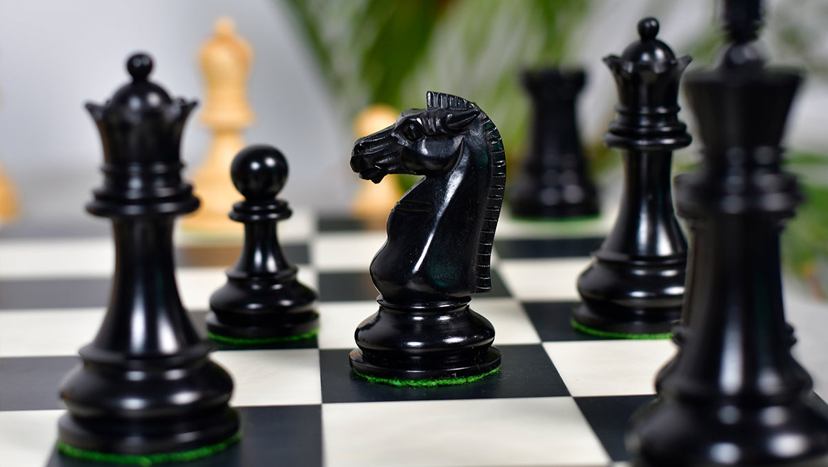 British Chess Company (BCC) Popular Staunton Double Collared Chess Pieces in Ebony & Boxwood - 4.2" King