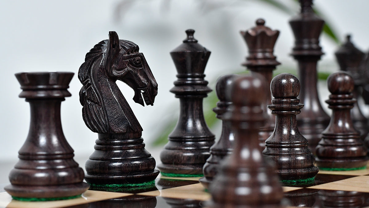 3.8'' New Columbian Staunton Series Chess Pieces in Rosewood & Boxwood - 1100 grams