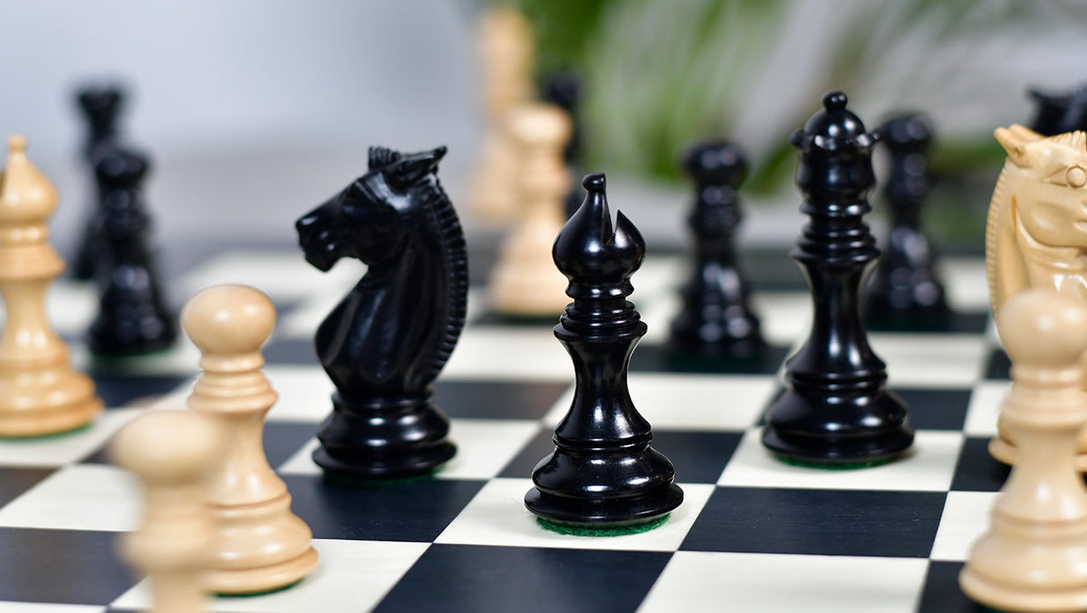 Meghdoot Staunton Series Wooden Chess Pieces in Ebony & Box Wood - 3.2" King