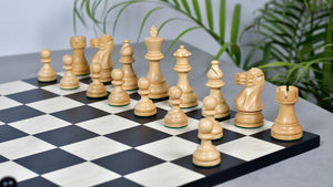 Smokey Staunton Series Chess Pieces in Ebonized boxwood & Natural Boxwood- 3.8" King