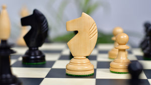 3.9" Hungarian Chess Pieces in Ebonized Boxwood & Natural Boxwood - 1300 Grams