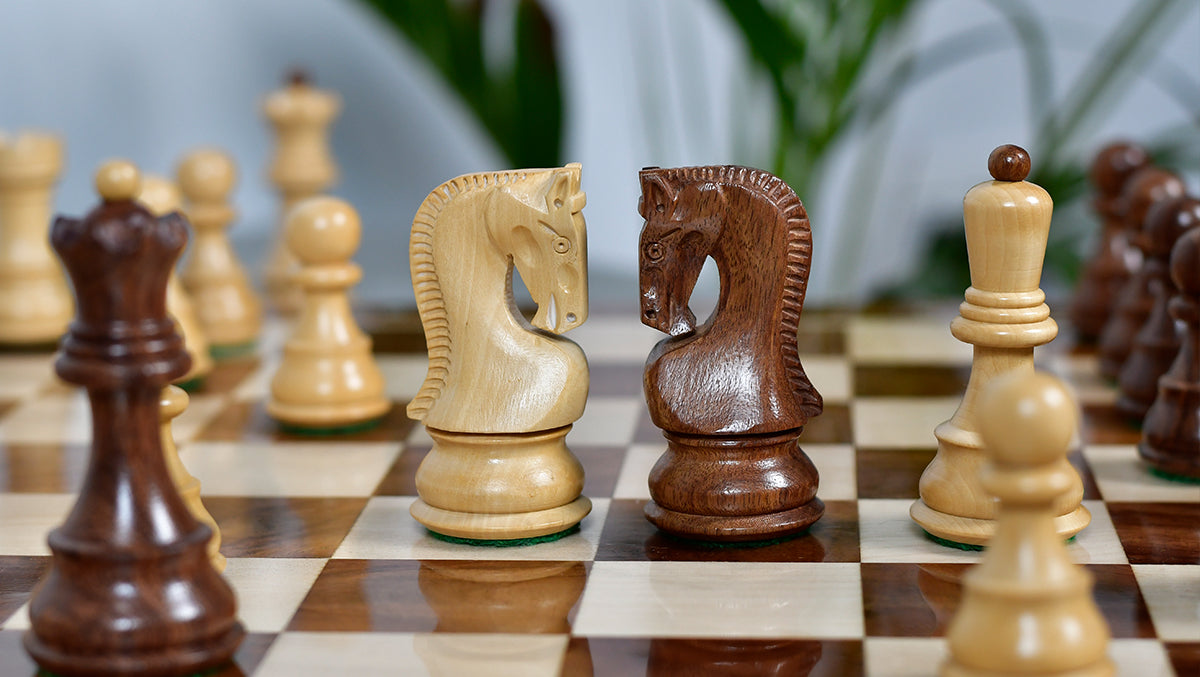 1959 World Chess Championship Old Russian Zagreb Chess Pieces - Sheesham Wood & Boxwood - 3.8" King