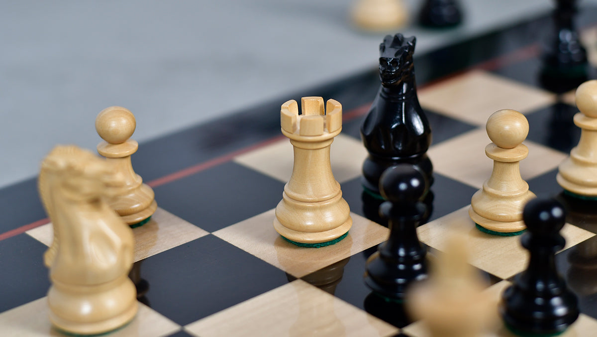 Classic 101 Staunton Series Club Sized Wooden Chess Pieces In Ebony Wood & Box Wood - 3.0" King
