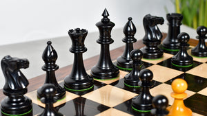 IMPROVED Repro 1904 Cambridge Springs International Tournament Chess Pieces in Ebonized & Antiqued Boxwood - 4" King