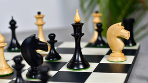 1950s' Soviet (Russian) Latvian (Queen's Gambit Series) Chess Pieces in Ebonized Boxwood & Natural Boxwood - 4.1" King