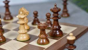 Vintage Series Original Austrian Coffee House Old Vienna Chess Pieces in Sheesham Wood and Boxwood V2.0- 3.75" King