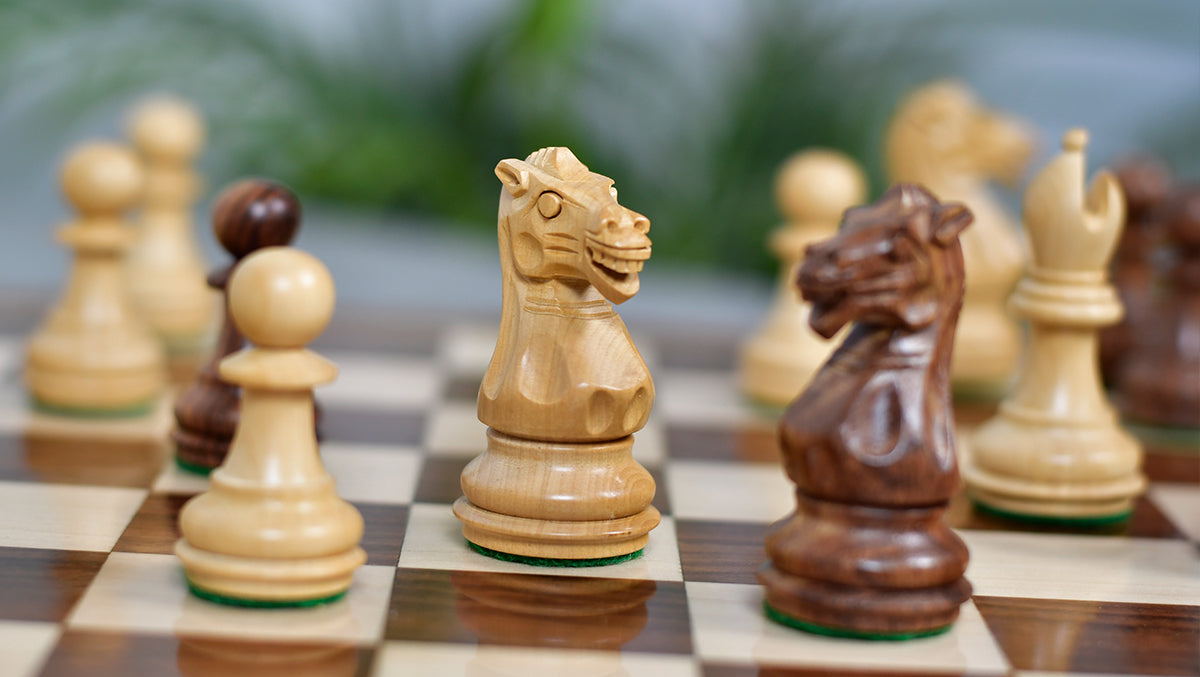 3.0'' Laughing Knight Staunton Chess Set- Chess Pieces Only - Weighted Sheesham Wood