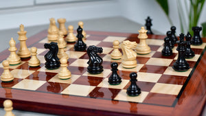 Collector Series Handcarved Staunton Chess Pieces in Ebonized Boxwood & Natural Boxwood - 2.6" King