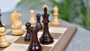 The Supreme Series (The Queens's Gambit) Staunton Weighted Chess Pieces in Acacia Wood & Indian Boxwood 4 inch King - 1400 GMS