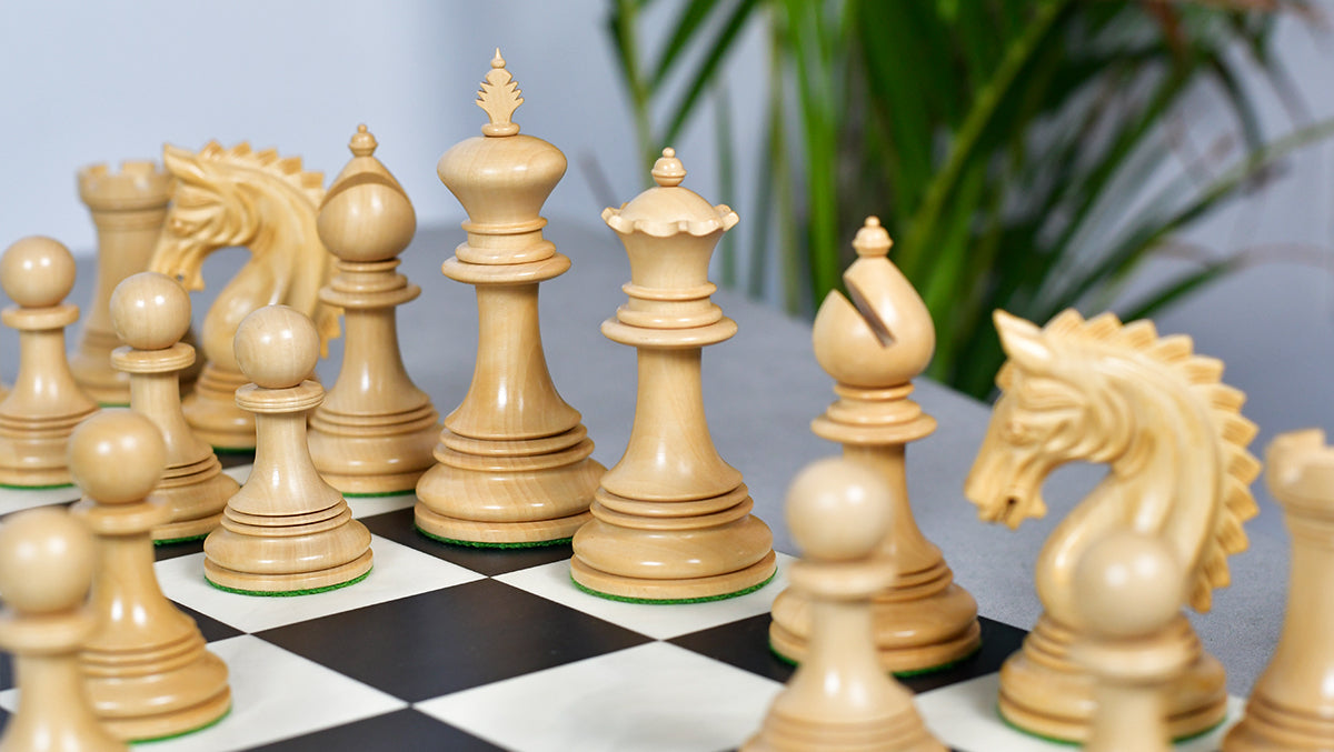 California Chrome Staunton Series Luxury Chess Pieces Version 2.0 in Ebony / Boxwood - 4.25" King