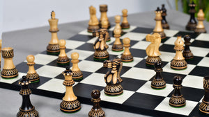 Burnt Blazed Series Handcarved Chess Pieces in Burnt Box Wood - 3.8" King - Best Seller