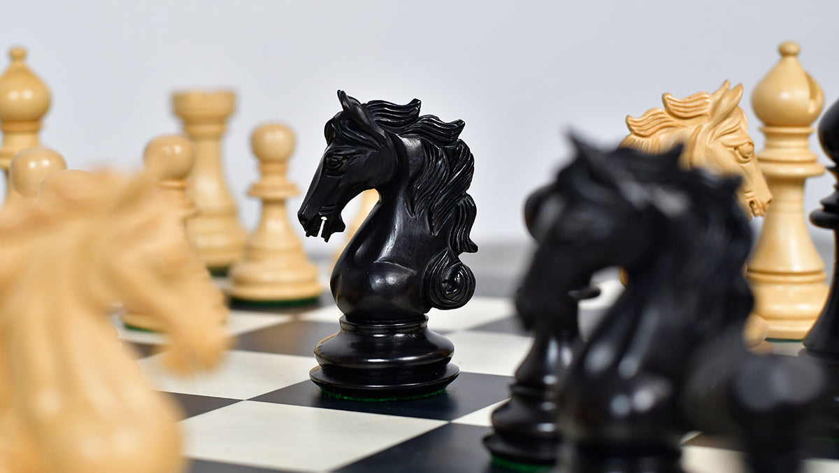 The Shera Series Staunton Triple Weighted Chess Pieces V2.0 in Ebony / Box Wood - 4.5" King