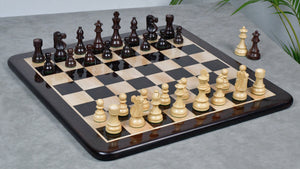 French Lardy Exclusive Tournament Size Weighted Wooden Chess Pieces in Indian Rosewood / Box wood - 3.75"