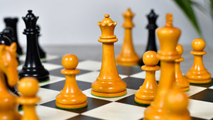 1963-66 Piatigorsky Cup Chess Pieces Ebony & Antiqued Boxwood 4.2"- King