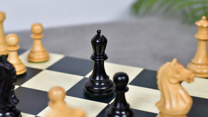 The 4 Inch Supreme Series (The Queen’s Gambit) Staunton Weighted Chess Pieces in Black Ebonized Wood & Boxwood - 1100 grams