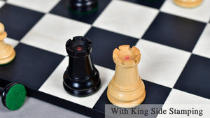 1849 Original Staunton Pattern Wooden Heavy Chess Pieces in Ebony / Boxwood with King Side Stamping - 3.75" King