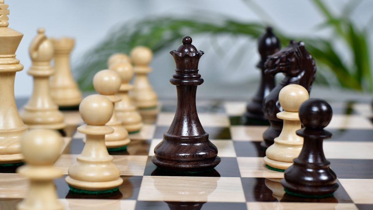 Fierce Knight (The Queen's Gambit) Staunton Wooden Chess Pieces in Indian Rosewood & Box Wood - 3.5" King