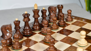 Traditional Russian Zagreb Wooden Chess Pieces in Sheesham & Natural Boxwood - 3.1" King