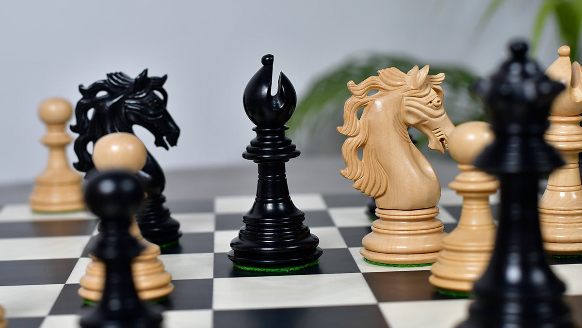 American Adios Series Luxury Chess Pieces in Ebony / Boxwood - 4.4" King