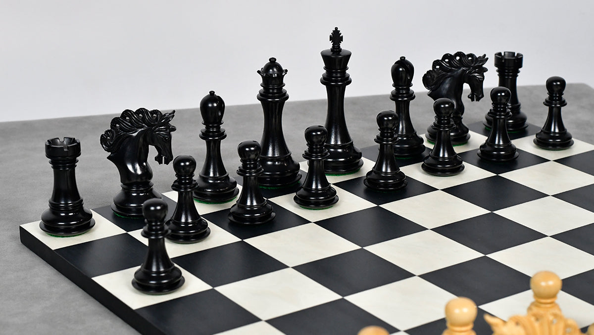 The Pegasus Series Artisan Staunton Chess Pieces version 2.0 in Ebony / Boxwood - 4.6" King