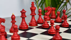 Special Edition Reproduced Vintage 1950's Circa Bohemia Staunton Series German Chess Pieces in Stained Crimson Boxwood - 3.89" King