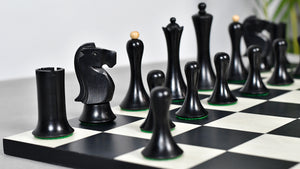 Minimalist Soviet-Style Chess Pieces In Ebonized & Boxwood - 3.7” King