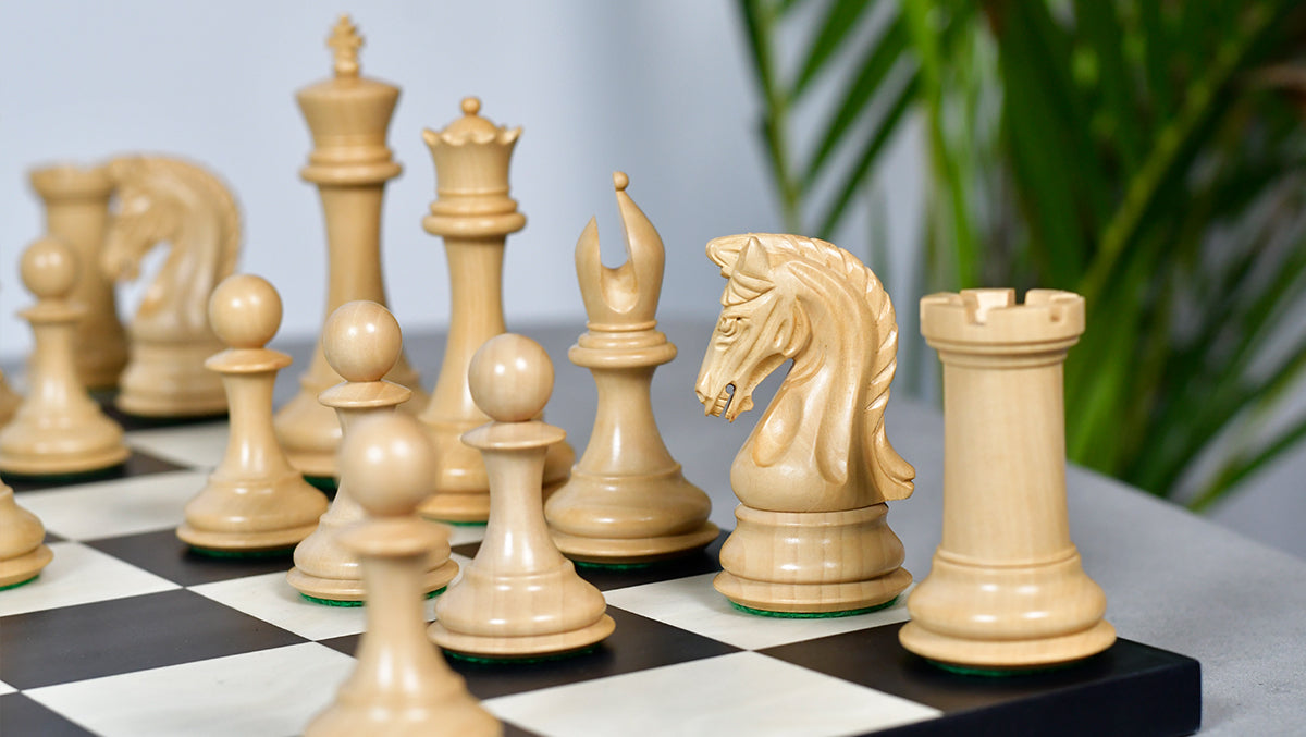 The 4.4 Inch Luxury Imperial Collector Series Artisan Chess Pieces Triple Weighted in Ebony and Boxwood - 1850 GMS