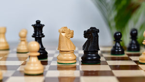French Lardy Exclusive Wooden Chess Pieces – Handcrafted Ebonized & Boxwood | 3" King with Extra Queen