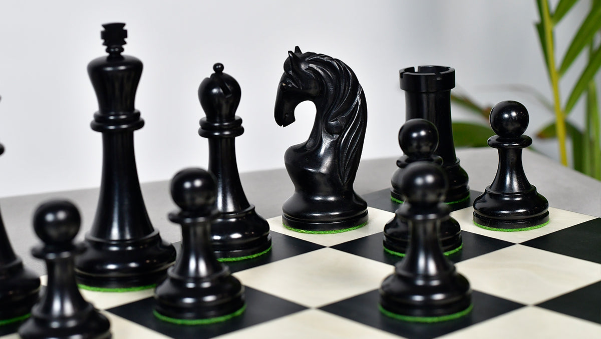Reproduced 1963-1966 Piatigorsky Cup Chess Pieces in Ebony / Boxwood - 4.2" King