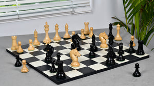 The American Bridle Triple-Weighted Chess Pieces with Extra Queen - Handcrafted in Ebony & Boxwood 4.2" King