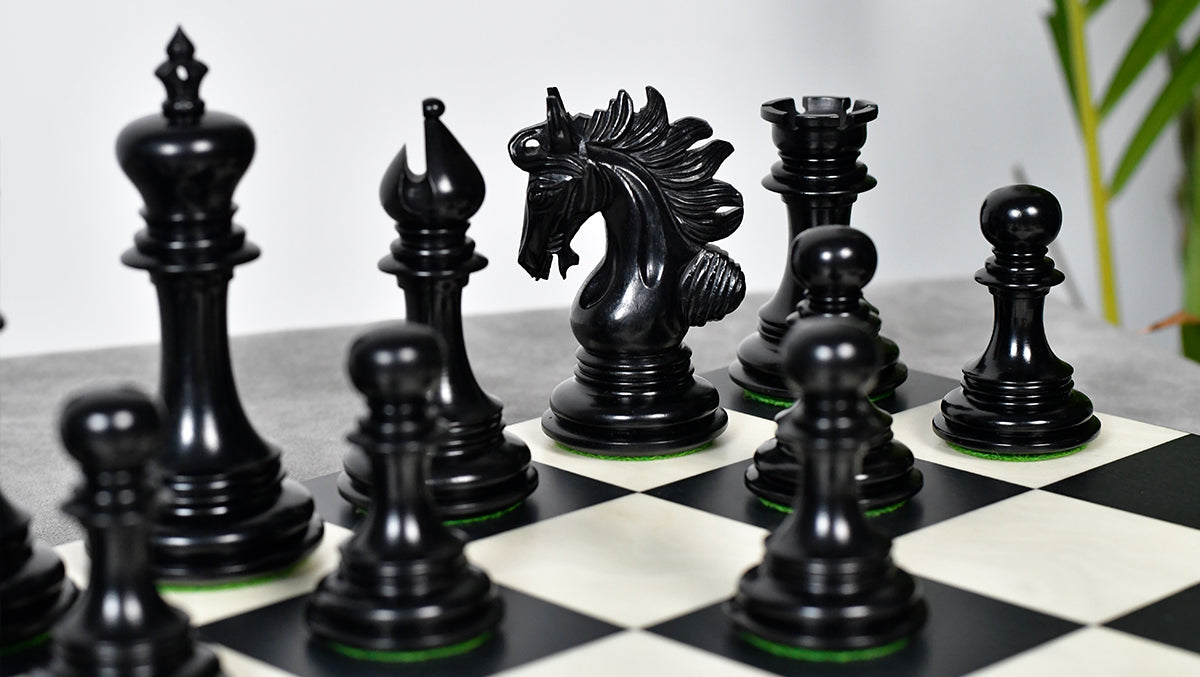 The Arabian Knight Series Artisan Staunton Luxury Chess Pieces in Ebony & Boxwood - 4.2" King