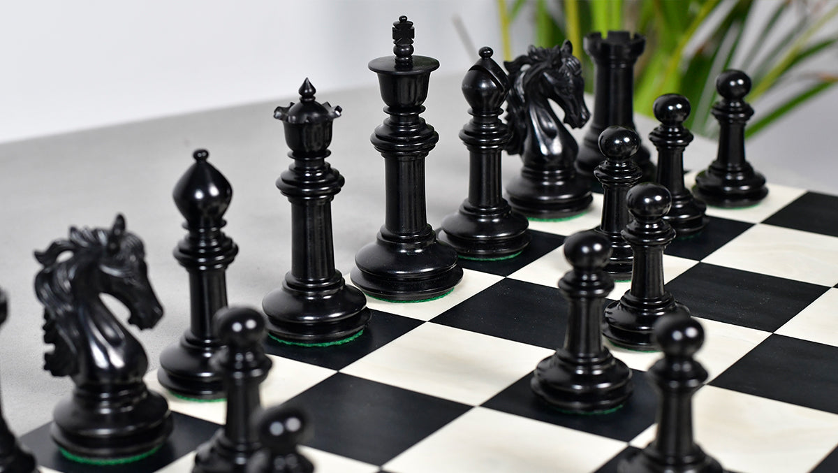 The French Warrior Luxury Wooden Chess Pieces in Ebony & Boxwood - 4.4" King