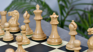 3.8" Pro Staunton Series Tournament Weighted Chess Pieces in Ebonized and Boxwood - 1264 Grams