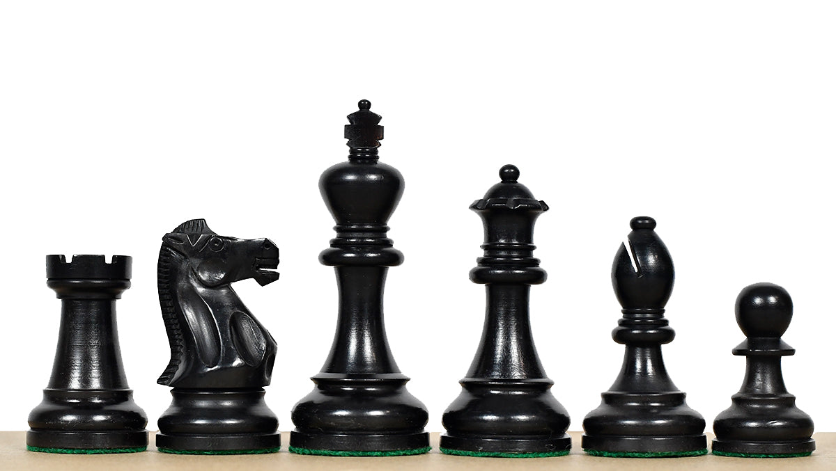 American Staunton Series Weighted Tournament Chess Pieces in Ebonized Boxwood & Boxwood - 4.1" King