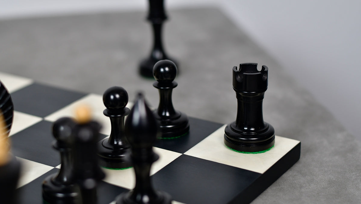 The Repro of Averbakh 1949 Moscow Chess Championship Chess Pieces in Ebonized & Boxwood 4.20 inch King - 1130 Grams Weight