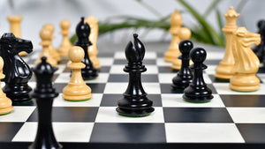 The Old Romeo Staunton Series Weighted Chess Pieces in Ebony & Box Wood - 3.8" King
