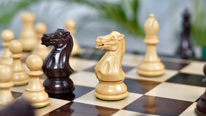 4.0" Desert Gold Staunton Series Wooden Chess Pieces in Rosewood & Box Wood - 1300 Grams