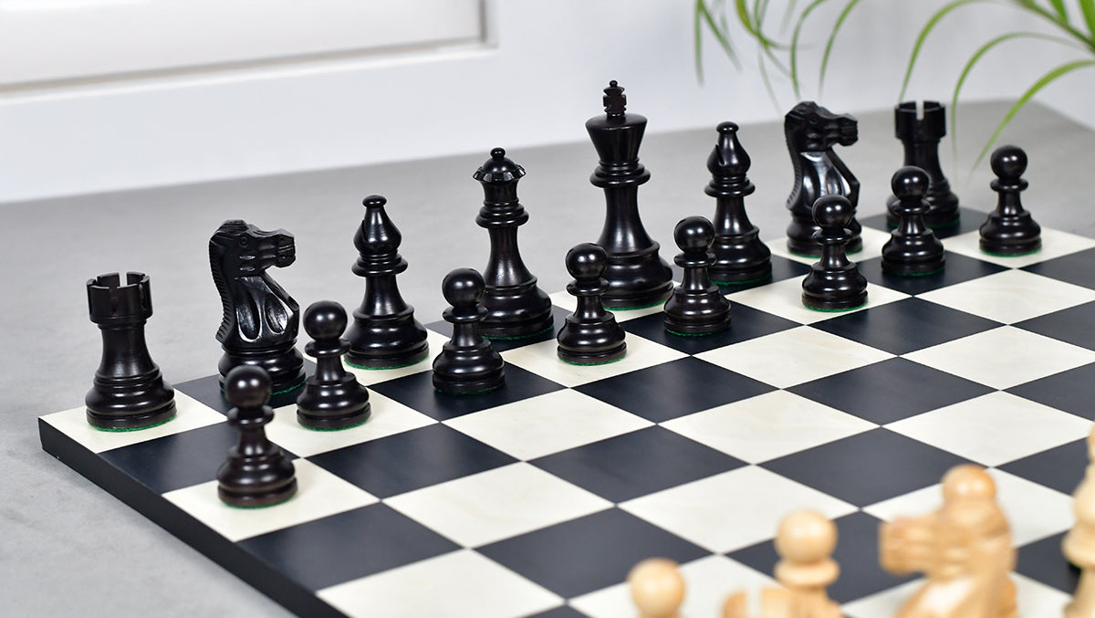 Smokey Staunton Series Chess Pieces in Ebonized boxwood & Natural Boxwood- 3.8" King