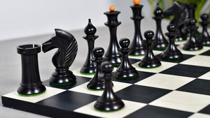 1950s' Soviet (Russian) Latvian Chess Pieces in Ebonized Boxwood / Antiqued Boxwood - 4.1" King Weight 1050 - grams