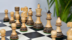 Burnt Blazed Series Handcarved Chess Pieces in Burnt Box Wood - 3.8" King - Best Seller