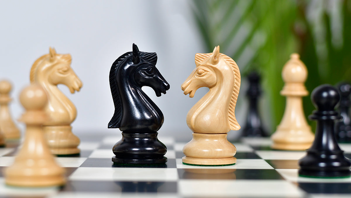 The Candidates Series Staunton Chess Pieces in Ebony / Box Wood - 3.75" King