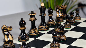 The Parker Staunton Series Lacquered Chess Pieces in Burnt Boxwood & Natural Boxwood - 3.9" King